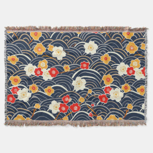 Couverture Motif floral de fleur de prunier à vague japonaise