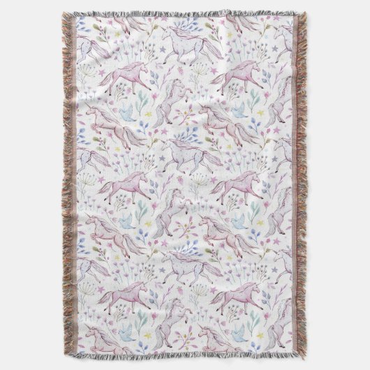 Couverture Motif floral de licorne d'aquarelle (devant Vertical)