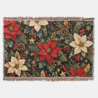 Couverture Motif floral de Noël Poinsettia de luxe