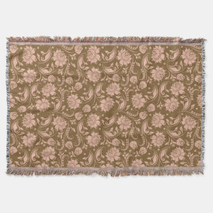 Couverture Motif floral de rose et de brun