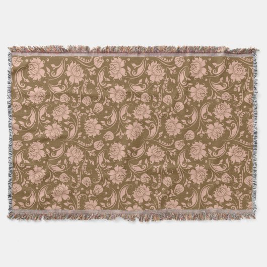 Couverture Motif floral de rose et de brun (Devant)