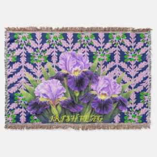 Couverture Motif floral d'iris pourpre