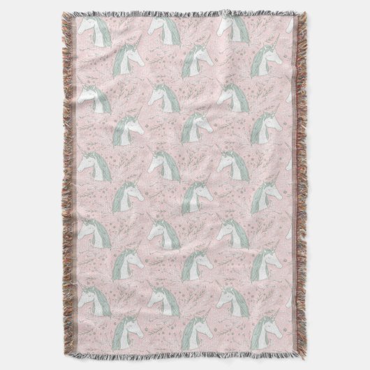 Couverture Motif floral doux de licorne (devant Vertical)