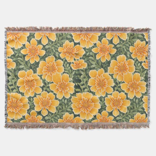 Couverture Motif Floral Fleurs Marigold (Devant)