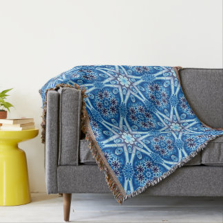 Couverture Motif floral neigeux bleu