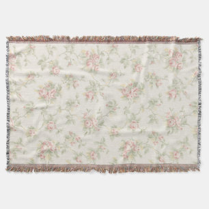 Couverture Motif Floral Rétro Rose Rose Cottagecore