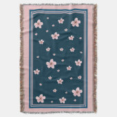 Couverture Motif floral rose chic - Arrière - plan bleu marin (devant Vertical)