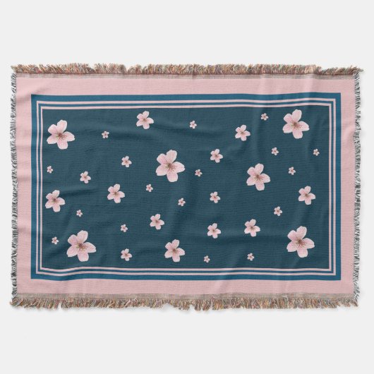 Couverture Motif floral rose chic - Arrière - plan bleu marin (Devant)