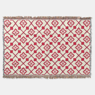 Couverture Motif floral rouge et blanc