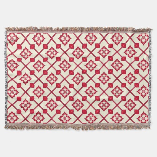 Couverture Motif floral rouge et blanc (Devant)