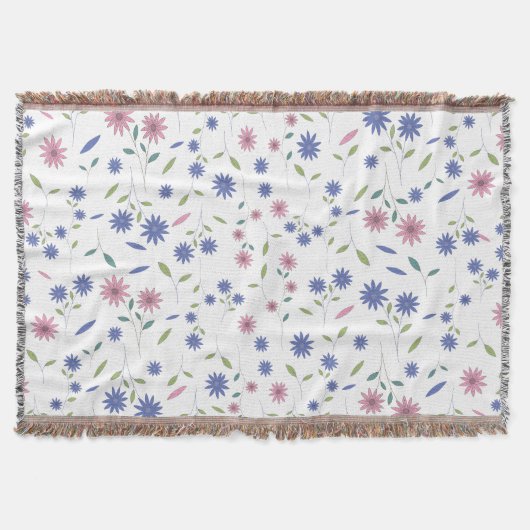 Couverture Motif floral sans couture rose et bleu (Devant)