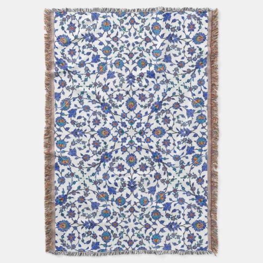 Couverture Motif floral turc bleu fait main antique de tuiles (devant Vertical)