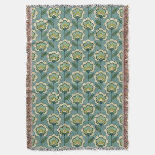 Couverture Motif floral turquoise et jaune