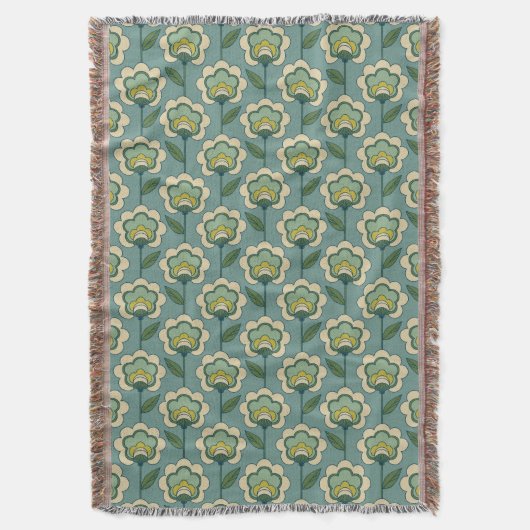 Couverture Motif floral turquoise et jaune (devant Vertical)