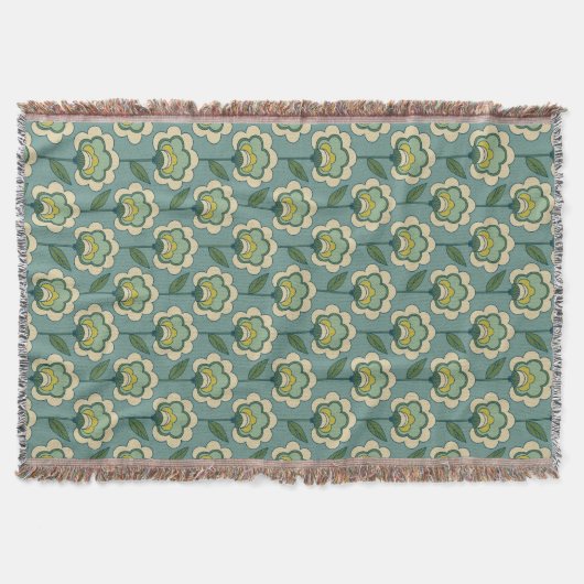 Couverture Motif floral turquoise et jaune (Devant)