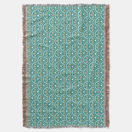 Couverture Motif floral turquoise et kaki d'art déco (devant Vertical)