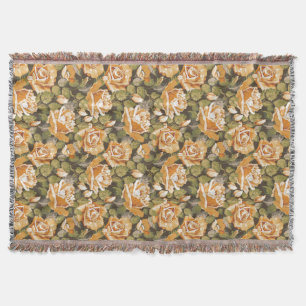 Couverture Motif floral vintage des roses jaunes
