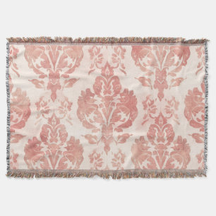 Couverture Motif Floral Vintage Papier Aquarelle Rose Damassé