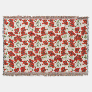 Couverture Motif floral vintage rouge coquelicot Art botaniqu