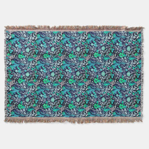 Couverture Motif floral vintage sarcelle