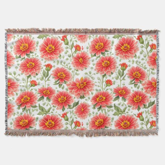 Couverture Motif floral Zinnia Fleurs (Devant)
