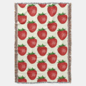 Couverture Motif fraises, fraises rouges, fruits, feuilles (devant Vertical)