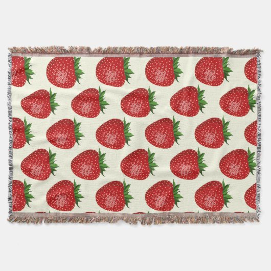 Couverture Motif fraises, fraises rouges, fruits, feuilles (Devant)