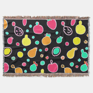 Couverture Motif Fruit Néon Éclatant