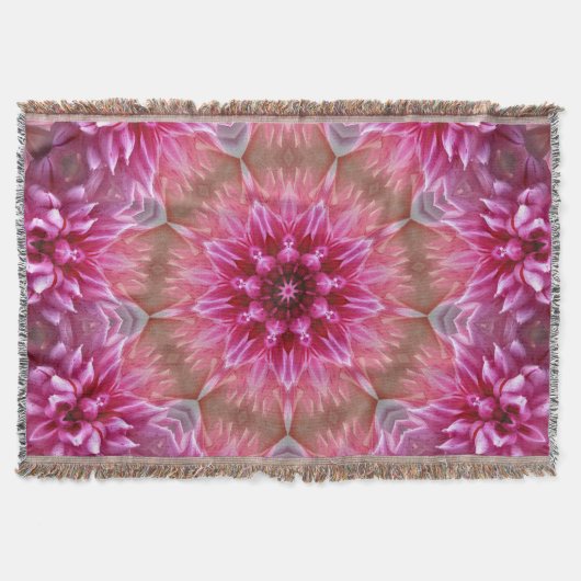 Couverture Motif géométrique à fleurs rose Mandala-67545 (Devant)