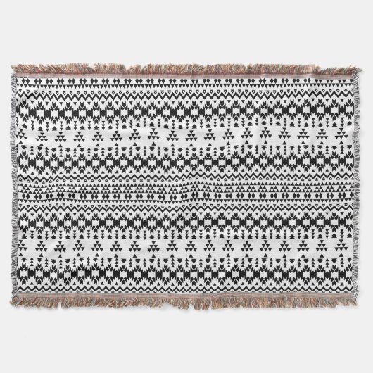 Couverture Motif géométrique Aztec noir et blanc (Devant)