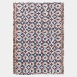 Couverture Motif géométrique bleu et de corail