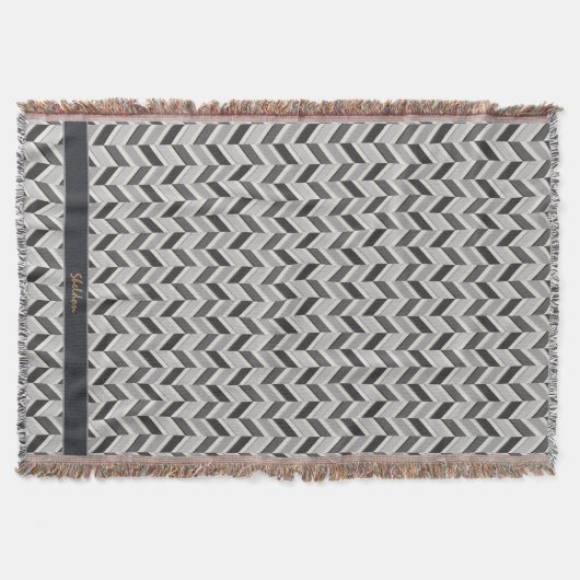 Couverture Motif géométrique chevron gris moderne monogramme (Devant)