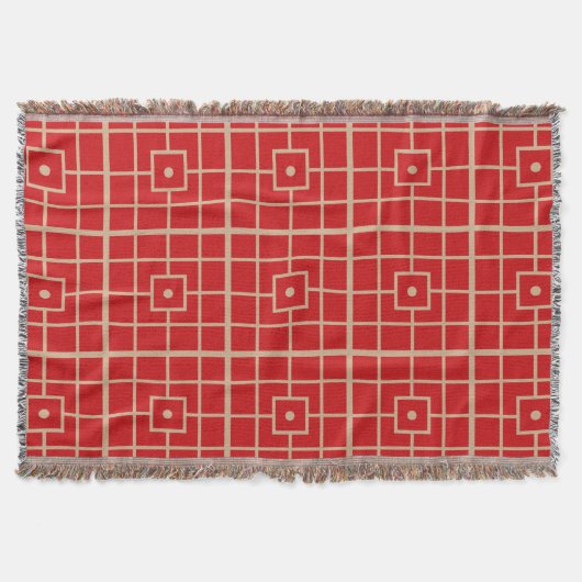 Couverture Motif géométrique chinois traditionnel rouge et or (Devant)