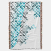 Couverture Motif géométrique de bleu d'Aqua, gris et blanc (devant Vertical)