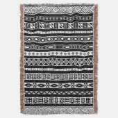 Couverture Motif géométrique ethnique tribal aztèque blanc (devant Vertical)