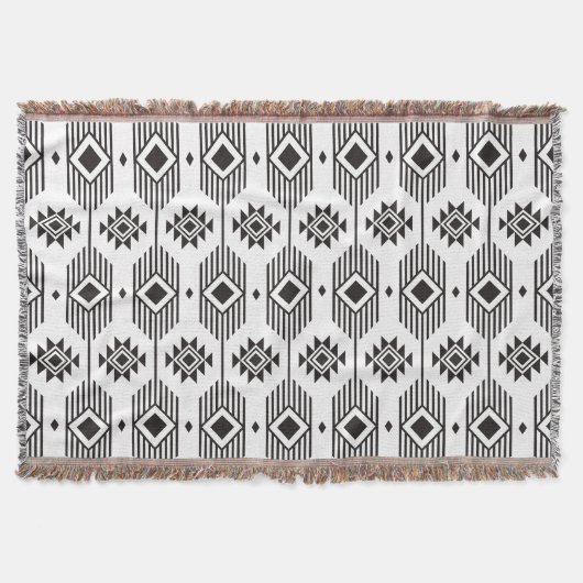Couverture Motif géométrique ikat noir et blanc (Devant)