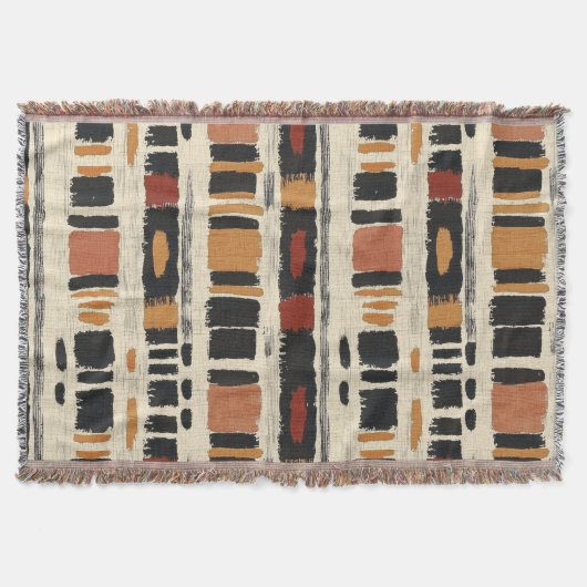 Couverture Motif géométrique rustique en boue de coton (1) (Devant)