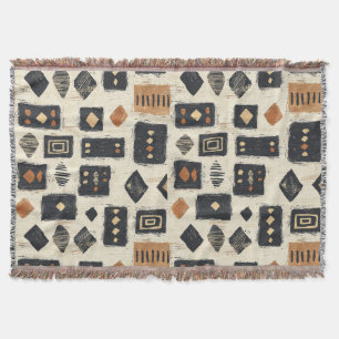 Couverture Motif géométrique rustique en boue de coton (2)