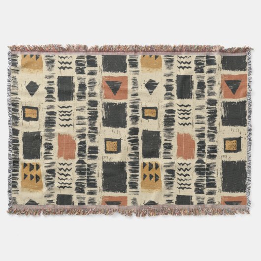 Couverture Motif géométrique rustique en boue de coton (3) (Devant)
