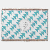 Couverture Motif géométrique triangle Aqua et gris Monogramme (Devant)