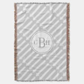 Couverture Motif géométrique triangle Aqua et gris Monogramme (devant Vertical)