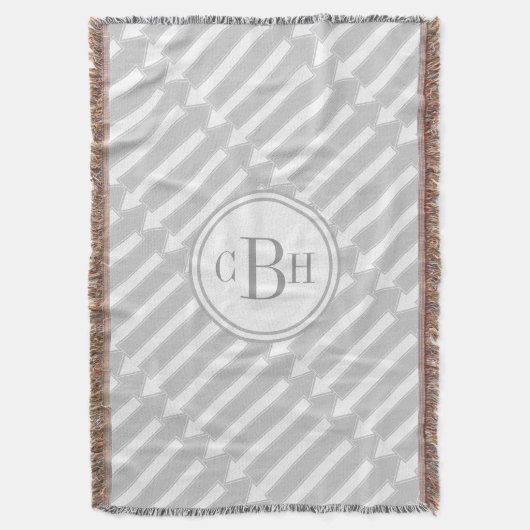 Couverture Motif géométrique triangle Aqua et gris Monogramme (devant Vertical)