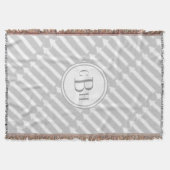 Couverture Motif géométrique triangle Aqua et gris Monogramme (Devant)