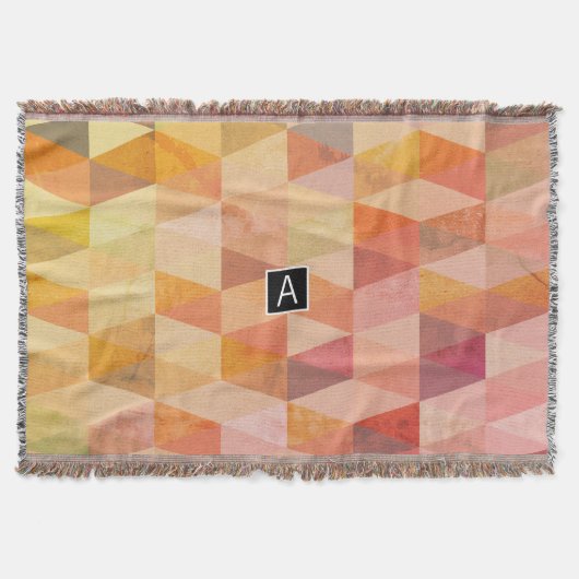 Couverture Motif géométrique Triangle souple | Monogramme (Devant)