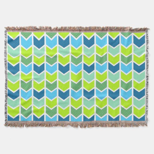 Couverture Motif géométrique vert et bleu moderne de Chevron (Devant)
