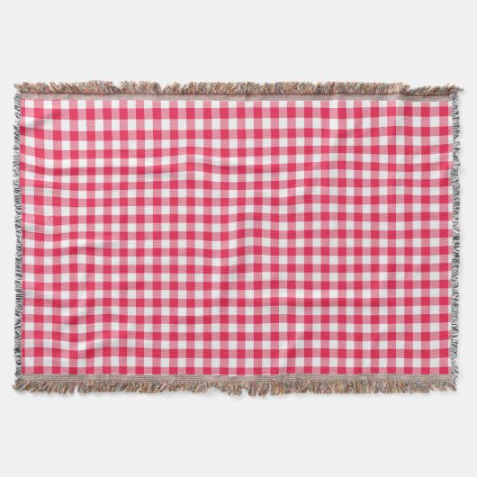 Couverture Motif Gingham Rouge et Blanc Classique Rustique (Devant)