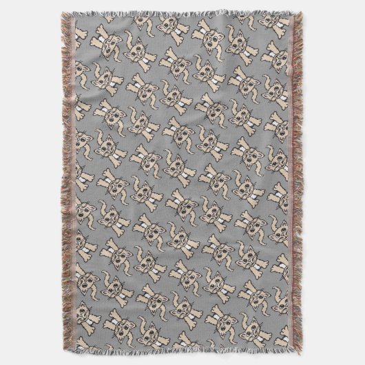 Couverture Motif graphique chat Jeu gris brun (devant Vertical)