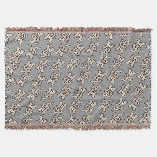 Couverture Motif graphique chat Jeu gris brun (Devant)
