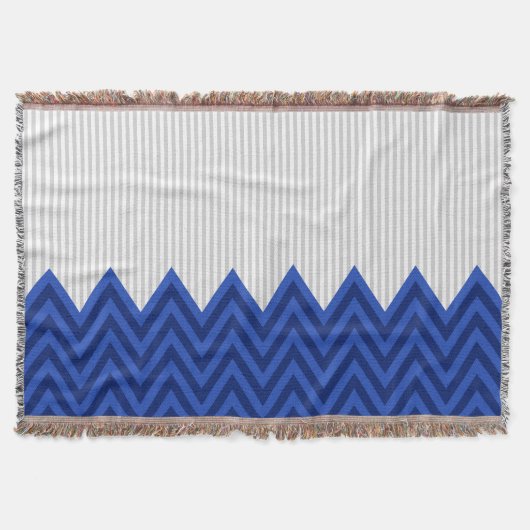 Couverture Motif gris moderne de rayures de Chevron de bleu (Devant)