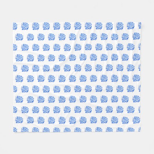 Couverture motif hydrangée bleue et blanche (Devant (Horizontal))